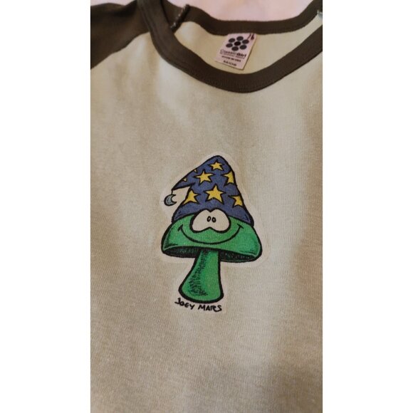 Vintage 90s Merlin The Magic Mushroom Joey Mars Shirt Raglan Womens Medium - Picture 2 of 8